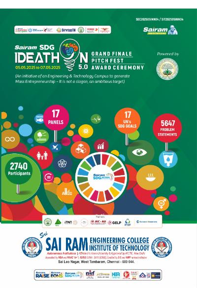 Sairam SDG Ideathon 5.0  Grand Finale Pitch Fest & Award Ceremony on 05-05-2025